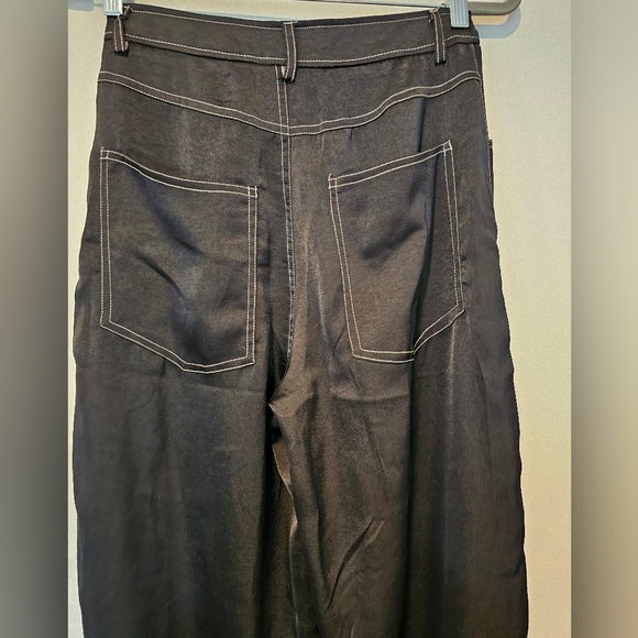 Beige Botany Size Small Wide Leg Hi-Rise Satin Feel Pants Goth Rave Grunge Y2K - Picture 6 of 12